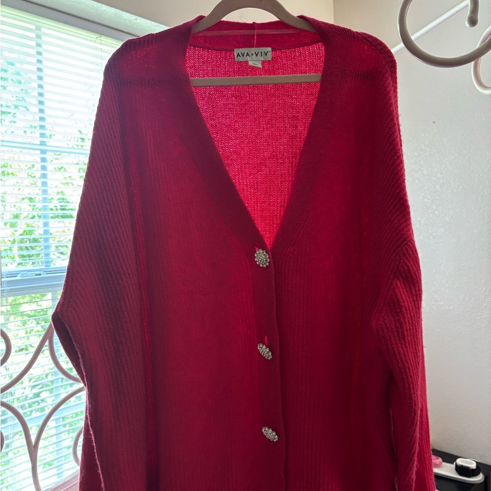 Ava & Viv Women's Hot Pink Cardigan Sweater